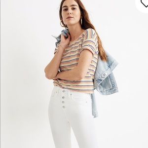 Madewell High Rise 10” White Denim w ButtonFly 28
